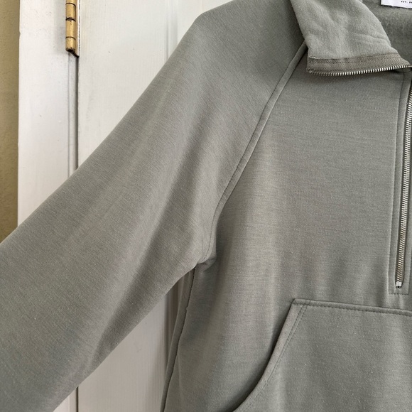 GILLI Half-Zip Fleece-Lined Pullover Sweatshirt — XS — Sage Green - Picture 3 of 8